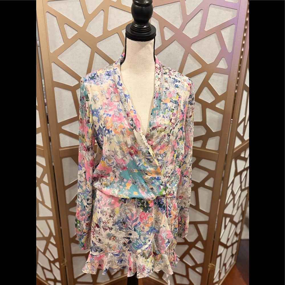 Rocco Sand multi floral mini dress